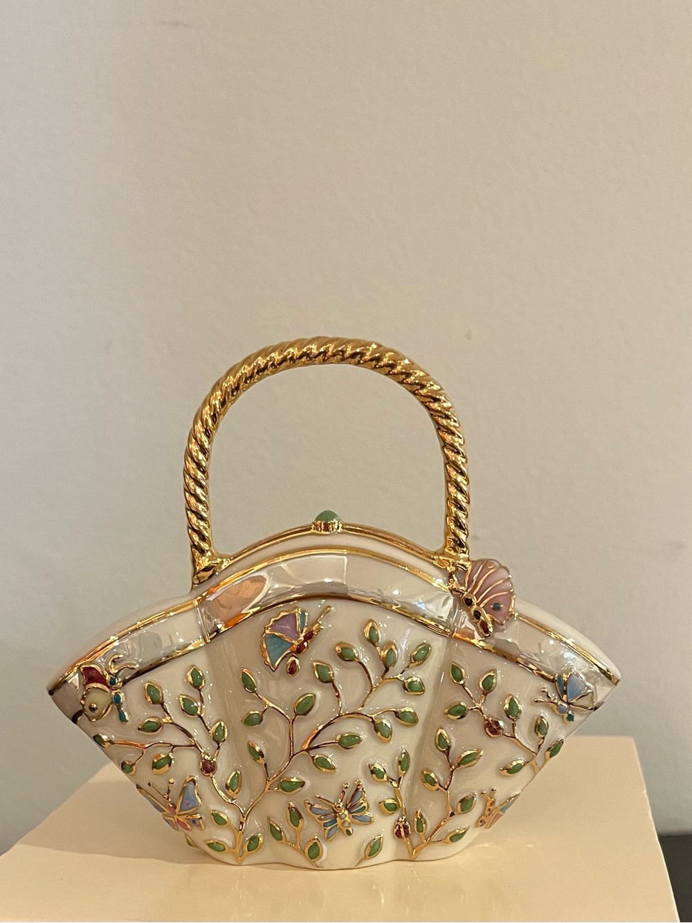 Lenox Floral Mini Bag  decor with Gold Handle. New without box